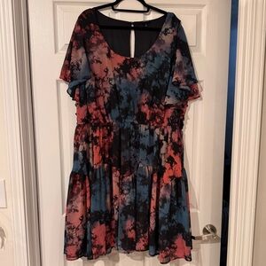 Torrid Blue, Pink and Black Tie-Dye Dress - Size 4X